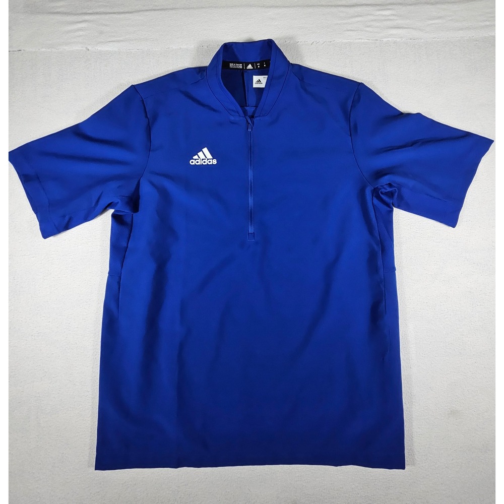 Adidas Mens Royal Blue Quarter Zip Short Sleeve Training Top CZ0794 Size M